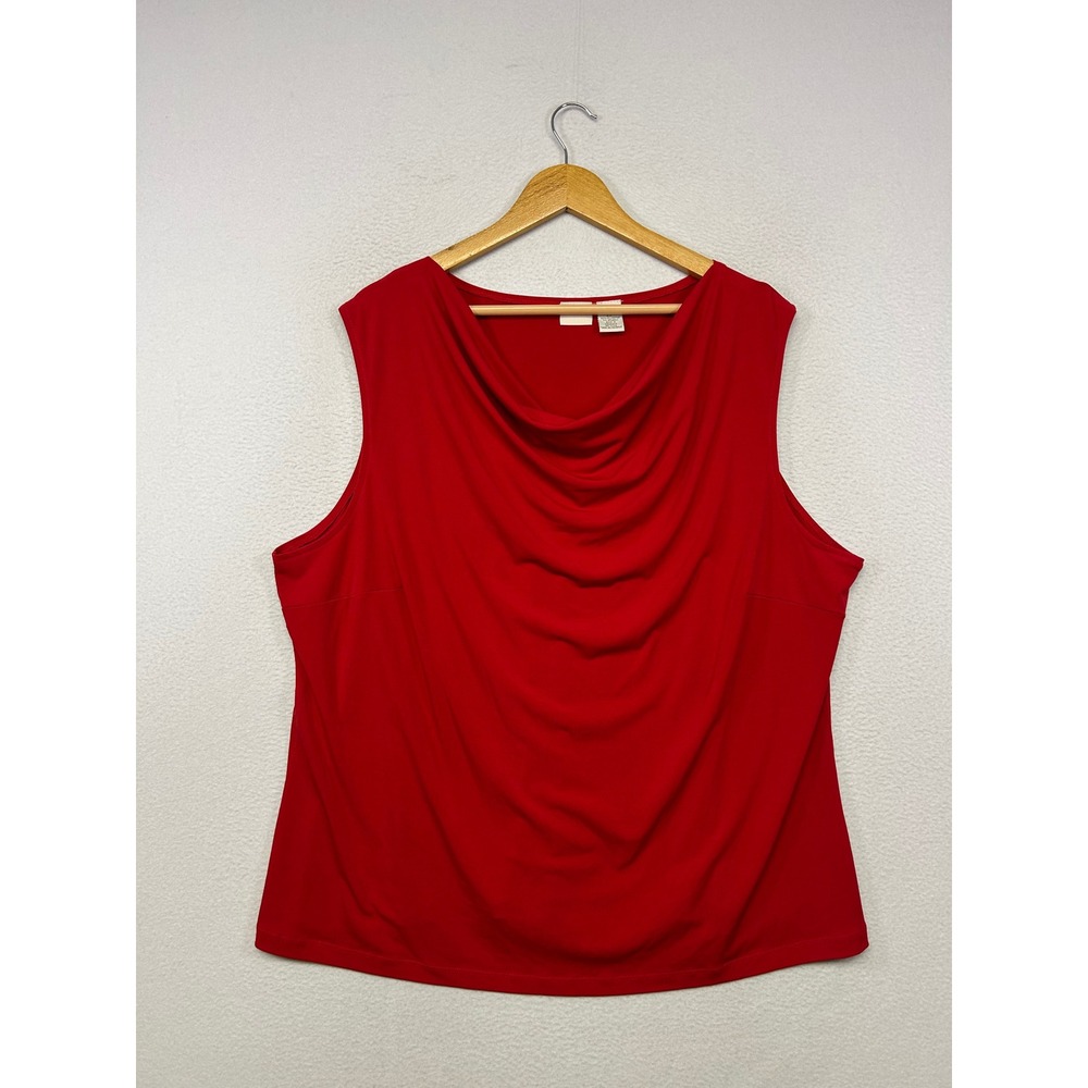 Business Casual Merona Women 2X Red Cowl Sleeveless Tank Top Layerinh Office